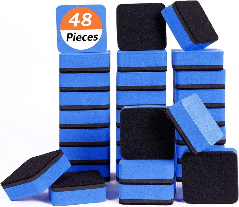 HooHcc Dry Erase Erasers, 48 Pack Magnetic Whiteboard Eraser Chalkboard Eraser Dry Eraser for Classroom Office and Home (48blue) - Image 1